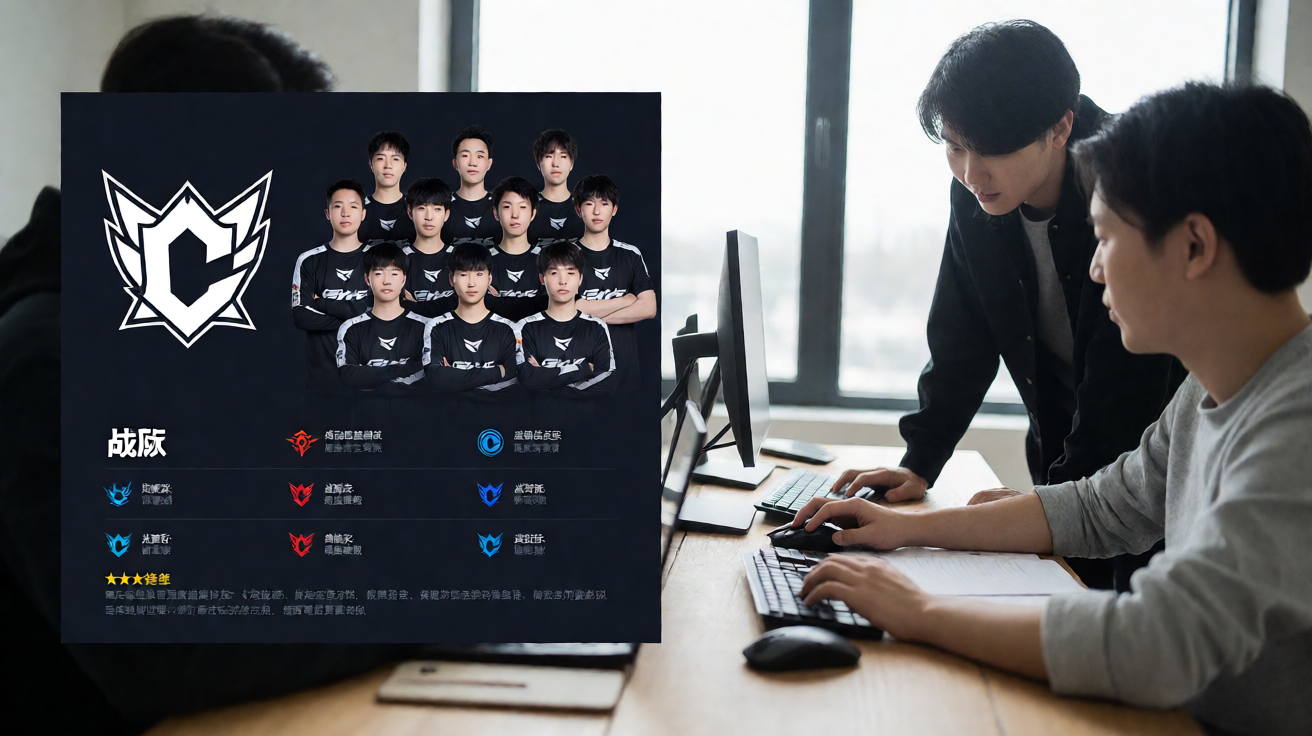 知名电竞战队C的官方队标与战队成员合影